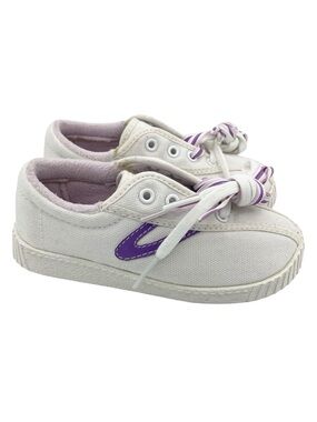 Tretorn girls white/purple canvas sneakers Size 8